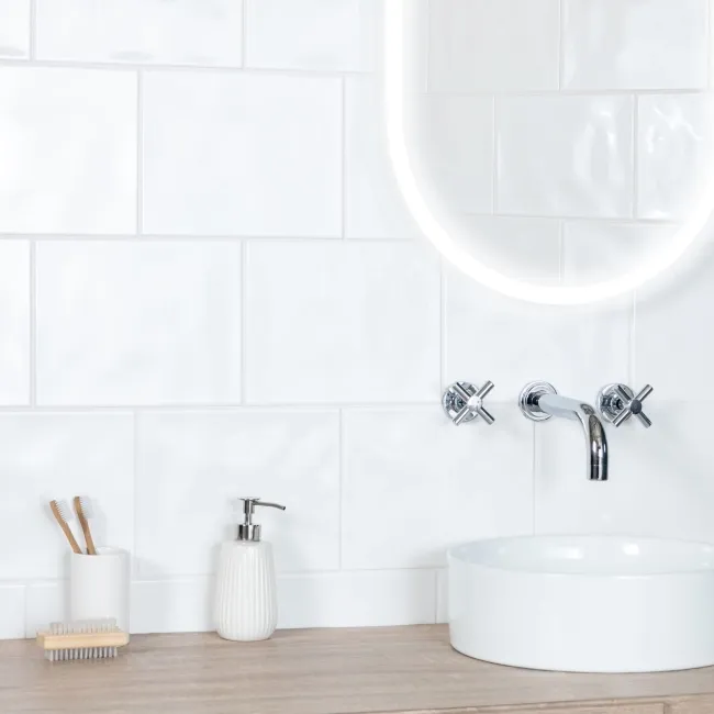 Crystal White Gloss Bumpy 250x200 Ceramic Wall Tiles