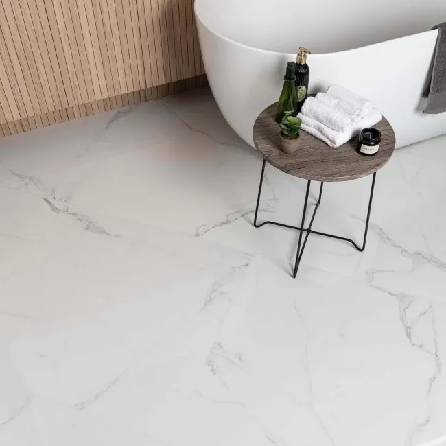 Cappella Polished White Carrara Marble Effect 75x75 Tiles