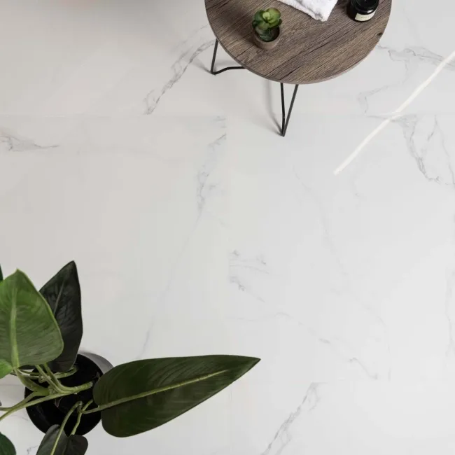 Cappella Polished White Carrara Marble Effect 75x75 Tiles