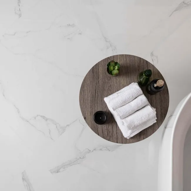 Cappella Polished White Carrara Marble Effect 75x75 Tiles