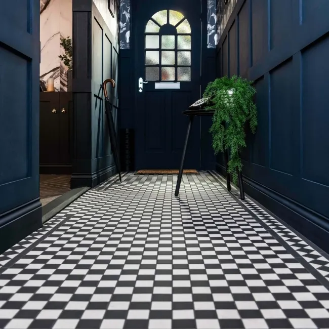 Churchill Snow & Midnight Chequer Mosaic Tiles