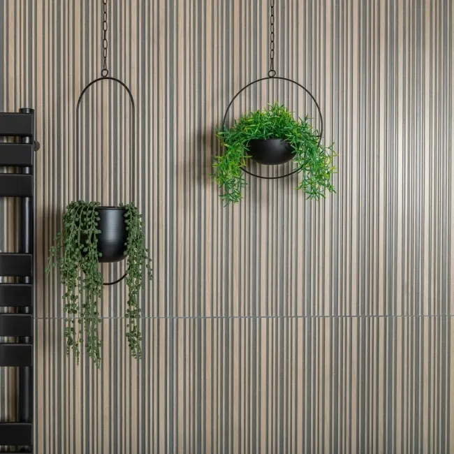 Contour Brown Walnut Wood Slat Effect Wall Tiles