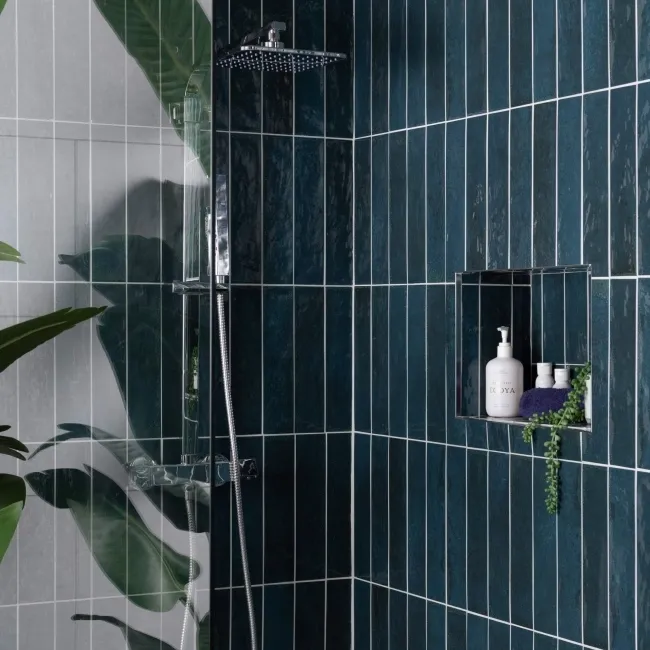 Faith Blue Gloss Rustic Brick Effect Wall and Floor Tile