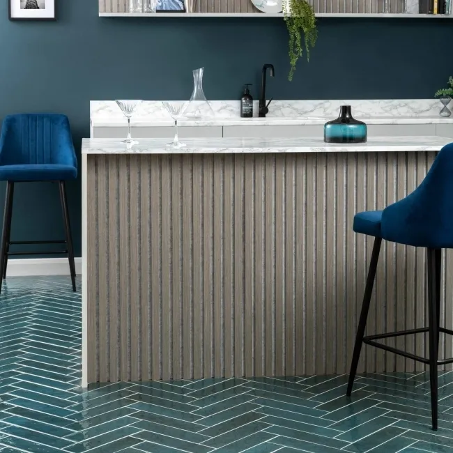 Faith Blue Gloss Rustic Brick Effect Wall and Floor Tile