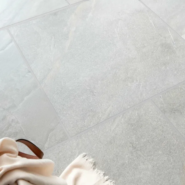 Devoke Light Grey Matt Stone Effect Wall and Floor Tiles 597x597