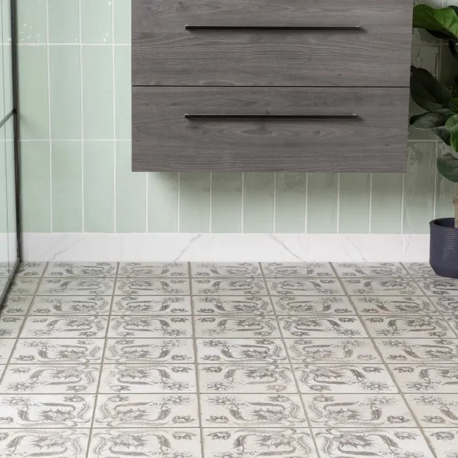 Helix Noir Black and White Matt Patterned Wall and Floor Tiles