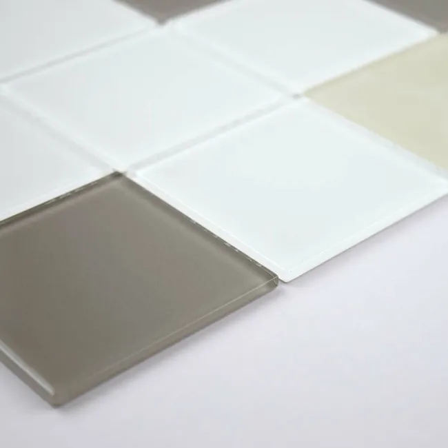 Ligo Glass Latte Square Mosaic Tiles
