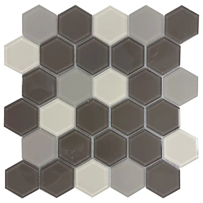 Ligo Glass Mocha Hexagon Mosaic Tiles