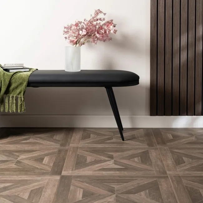 Empire Dark Oak Parquet Wood Effect Porcelain Floor Tiles