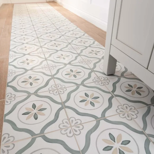 Blossom Petals Green Matt Pattern Wall and Floor Tiles