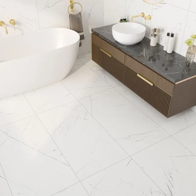 Eterna Marble White Marble Effect Wall and Floor Tiles