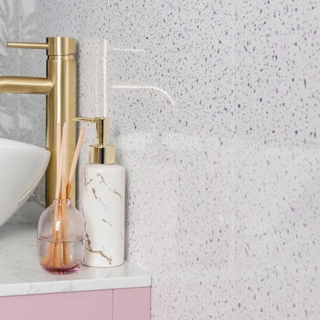 Trepanel Aqua® White Sparkle Quartz Effect PVC Bathroom Wall Panel