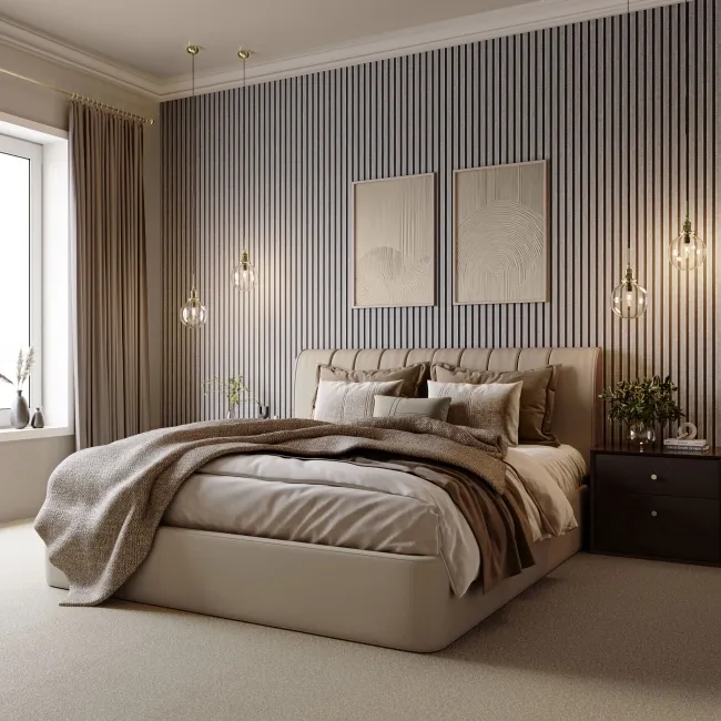 Trepanel® Texture Beige Herringbone Acoustic Wood & Felt Slat Panels