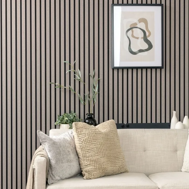 Trepanel® Texture Grey Taupe Woven Acoustic Wood & Felt Slat Panels