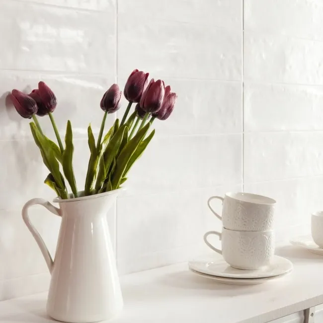 Rustic Gloss White Metro Tiles