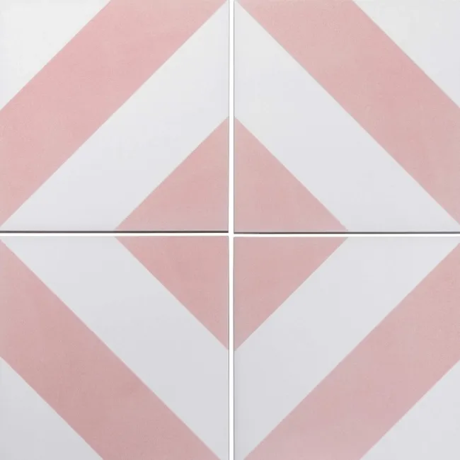 Zebra Pink and White Patterned Matt Striped Wall and Floor Tiles