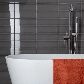 Aquarelle Gloss Umber Grey Brick Tiles