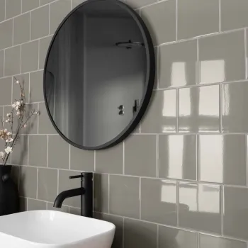 Marvel Gravel Dark Grey Gloss Plain Wall Tiles