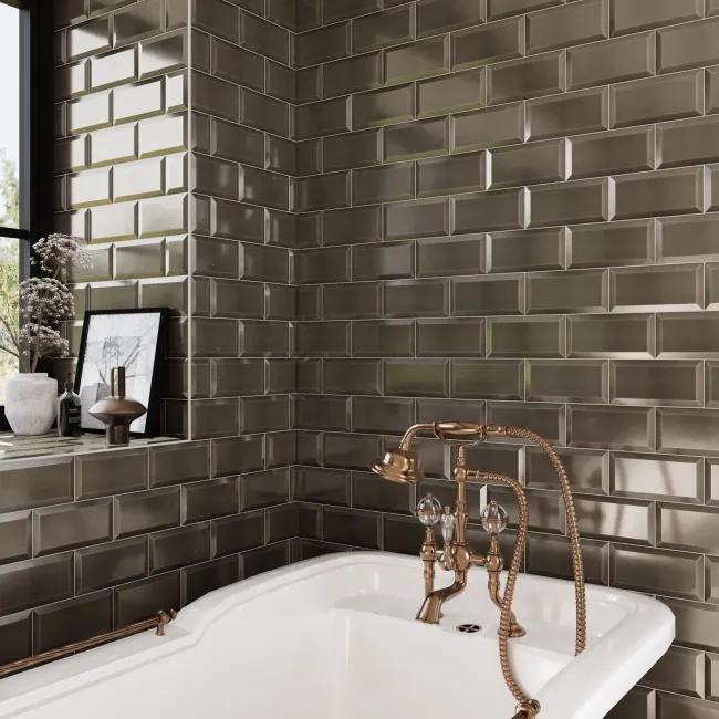 Kentish Town Gloss Ceramic Grey Metro Tiles