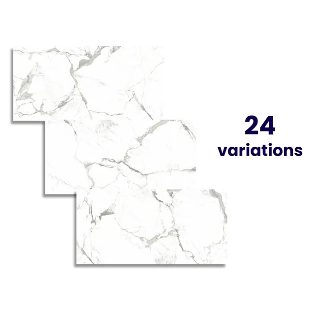 Modern Statuario Polished Marble Effect 600x300 Tiles