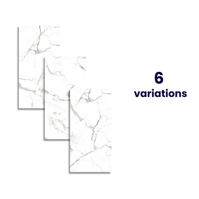 Modern Statuario Polished Marble Effect Tiles 600x1200