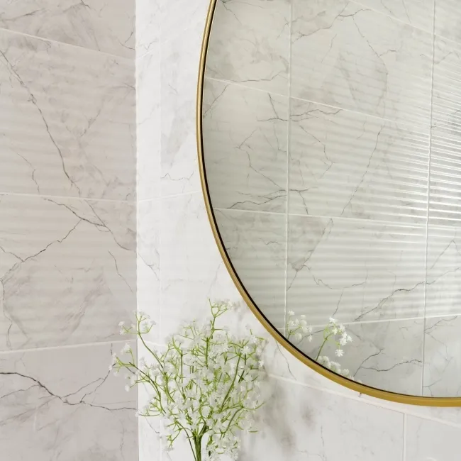 Clovelly White Decor Carrara Marble Effect Gloss Wall Tiles