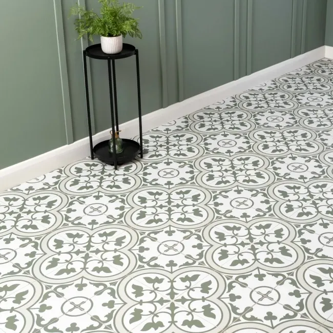 Ledbury Olive Green Pattern Wall and Floor Tiles