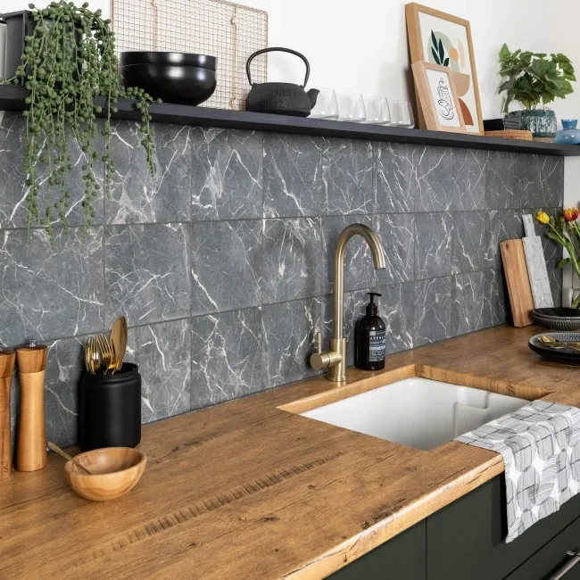 Camden Black Marble Effect Wall and Floor Tiles