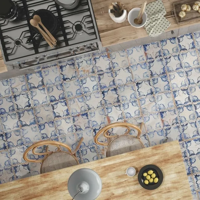 Vecchio Floreale Indigo Vintage Pattern Tiles