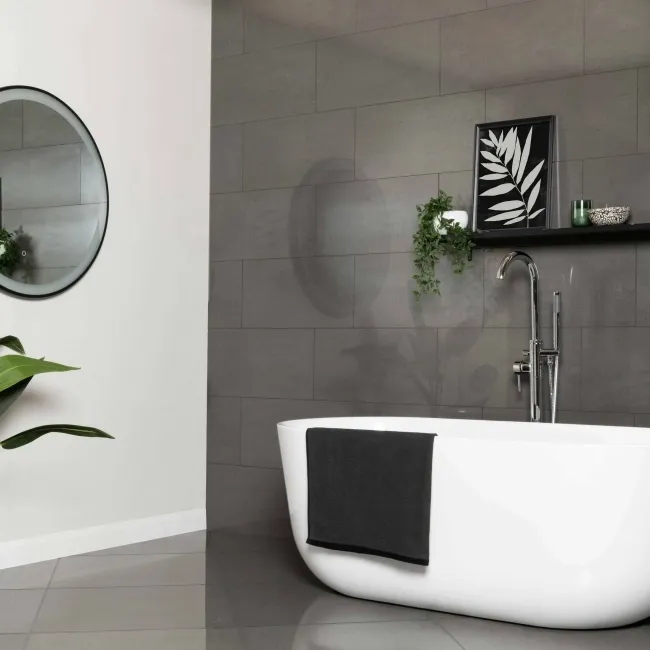 Lounge Polished Dark Grey Stone Effect 300x600 Wall And Floor Tiles