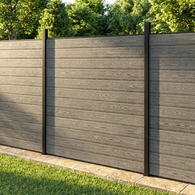 LuxeLine® Light Grey Composite Fence Panel with Aluminium Post 6ft