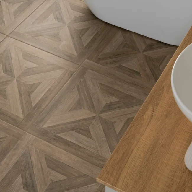 Empire Oak Parquet Brown Wood Effect Porcelain Wall and Floor Tiles