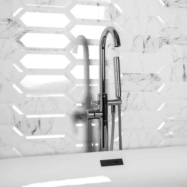 Pickett® White Gloss Bevelled Carrara Hexagonal Metro Wall Tiles