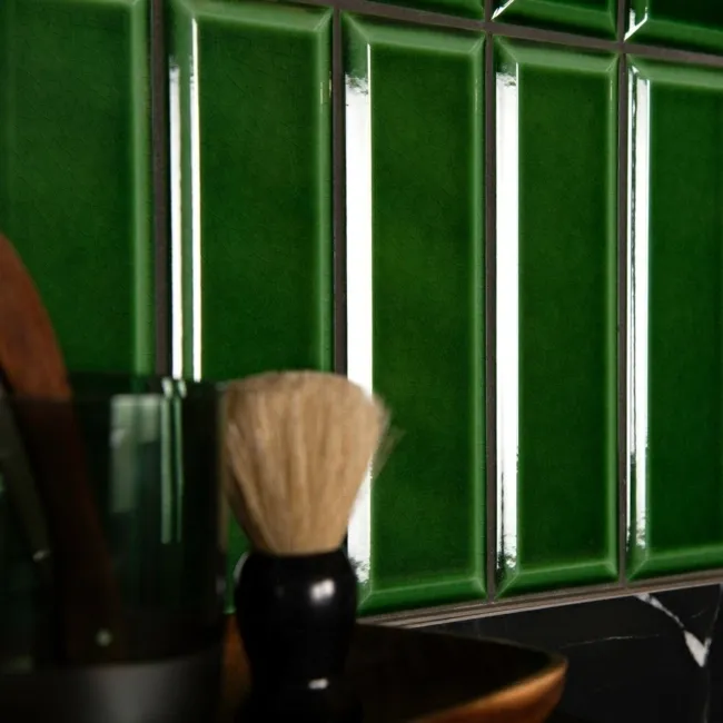 Plush Victorian Crackle Glaze Green Metro Tiles