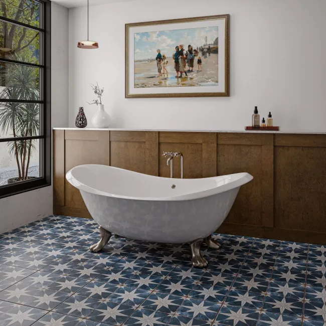 Scintilla Sky Blue Star Pattern Wall and Floor Tiles