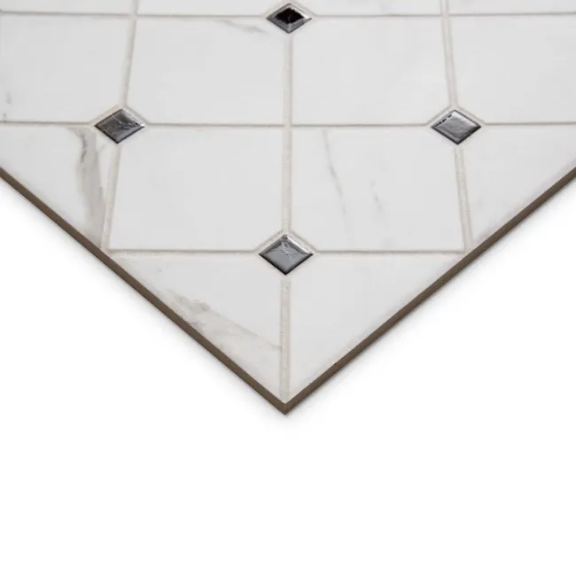 Canterbury Victorian White Matt Marble Patterned Tiles