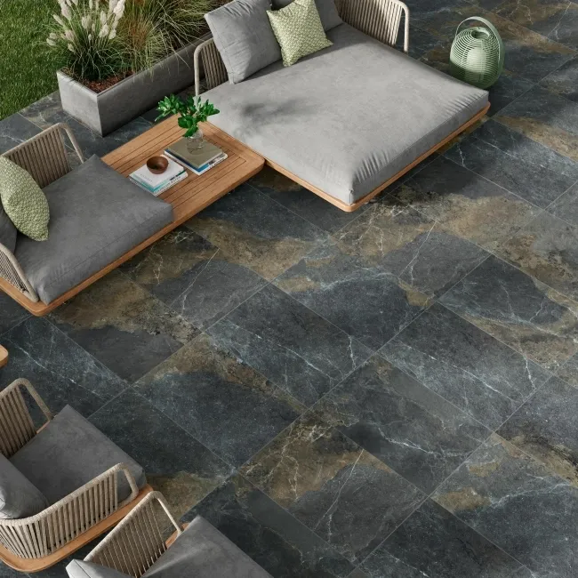 Jai Rustic Black Slate Effect 20mm Porcelain Paving Slabs