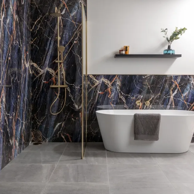 Trepanel Aqua Luxe® Blue Dramatic Marble Effect Embossed Gloss SPC XXL Wall Panel