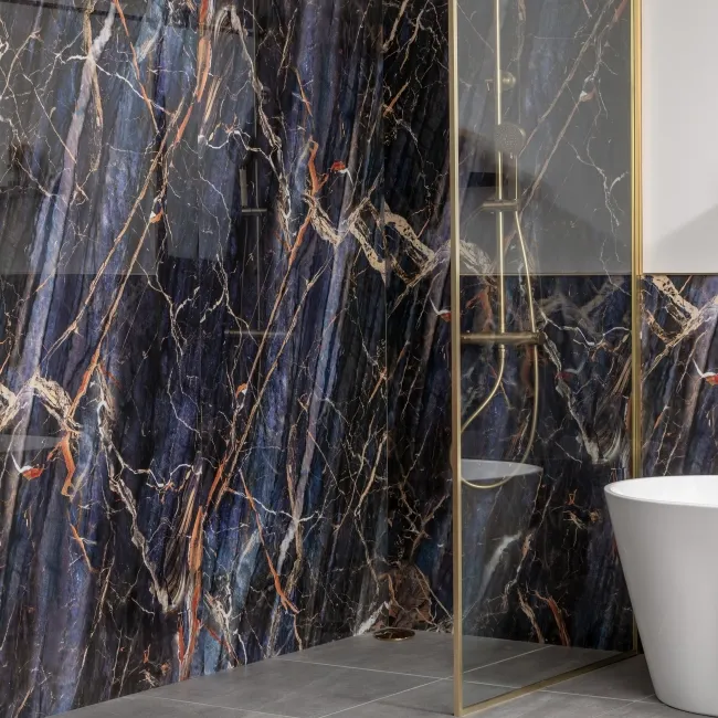 Trepanel Aqua Luxe® Blue Dramatic Marble Effect Embossed Gloss SPC XXL Wall Panel