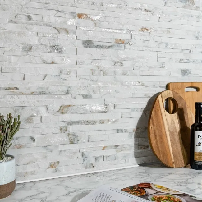 Valentina Alabaster White Splitface Effect Wall Tiles