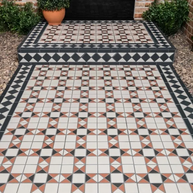 Churchill Navy Blue & Terracotta Mosaic Victorian Matt Tiles