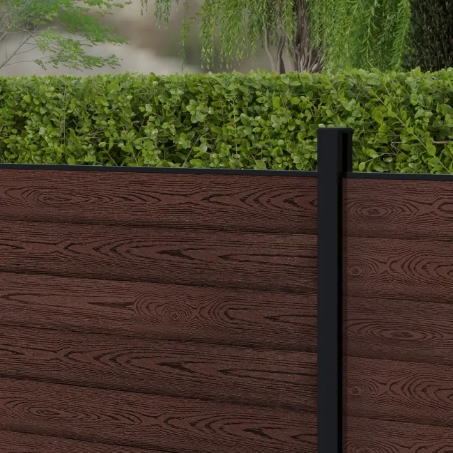 LuxeLine® Walnut Composite Fence Panel with Aluminium Post 3ft