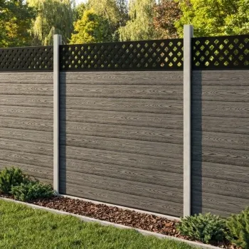 LuxeLine Composite Fence Panel Light Grey - Lattice Decorative Screen for Own Post