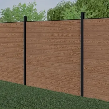 LuxeLine® Teak Composite Fence Panel with Buried Aluminium Post 6ft
