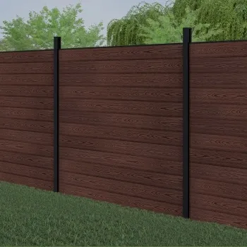 LuxeLine® Walnut Composite Fence Panel with Buried Aluminium Post 6ft