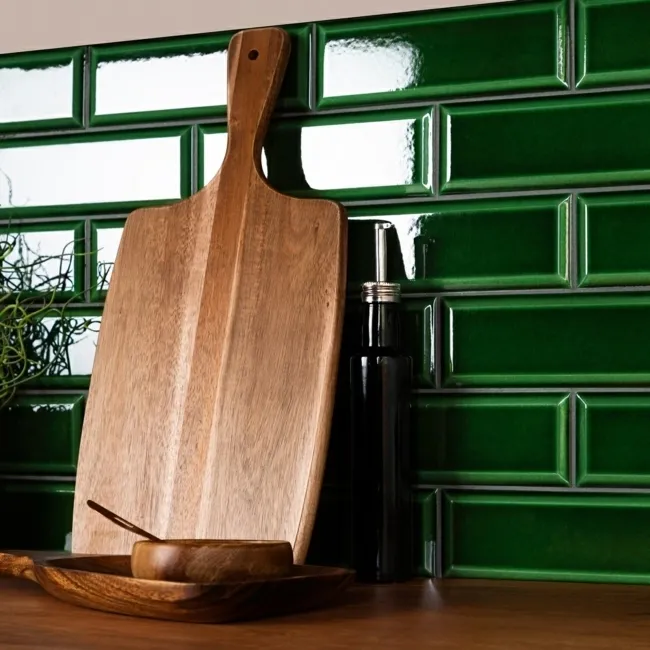 Plush Victorian Crackle Glaze Green Metro Tiles