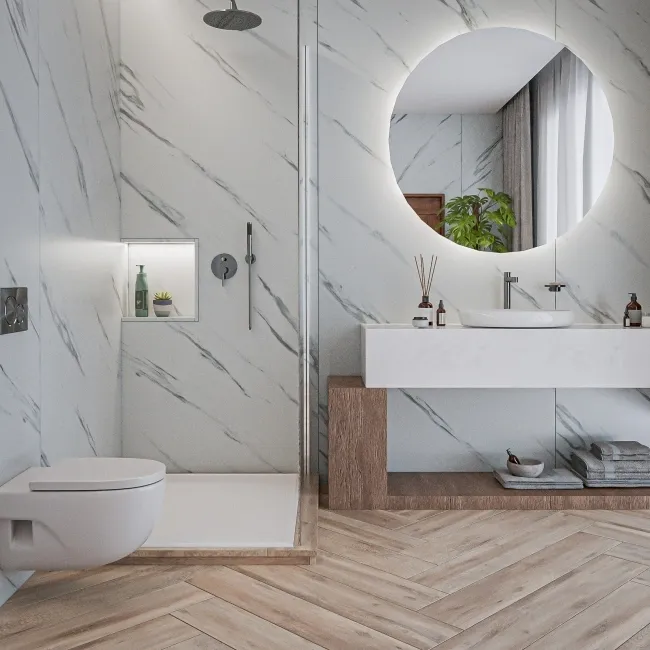 Trepanel Aqua® Matt Carrara Marble Effect PVC Bathroom Wall Panel