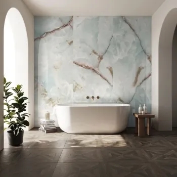 Trepanel Aqua® Gloss Green Onyx Effect PVC Shower Wall Panel