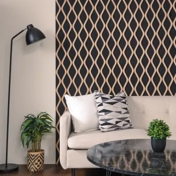 Trepanel® Oak Wave Lattice Black Matt Acoustic Wood Slat Wall Panels