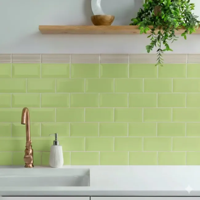 Antique Le Vert De Maisons Green Crackle Metro Tiles